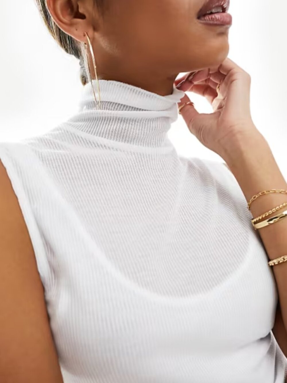 Abercrombie Sheer Rib Layered Turtleneck Top - Picture 5 of 6